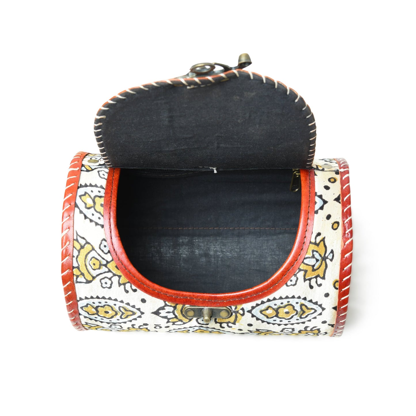 Cylindrical Block Printed Leather Bag - The Tool Store