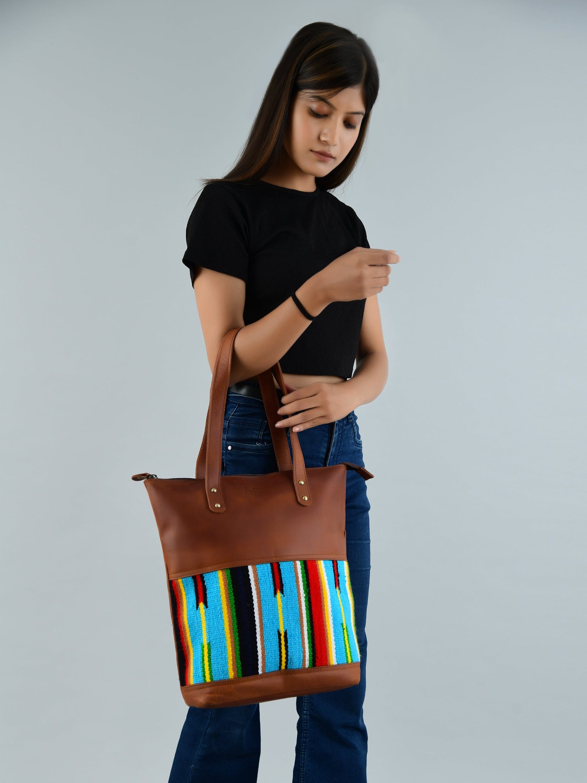 Multicoloured Leather Tote Bag - The Tool Store