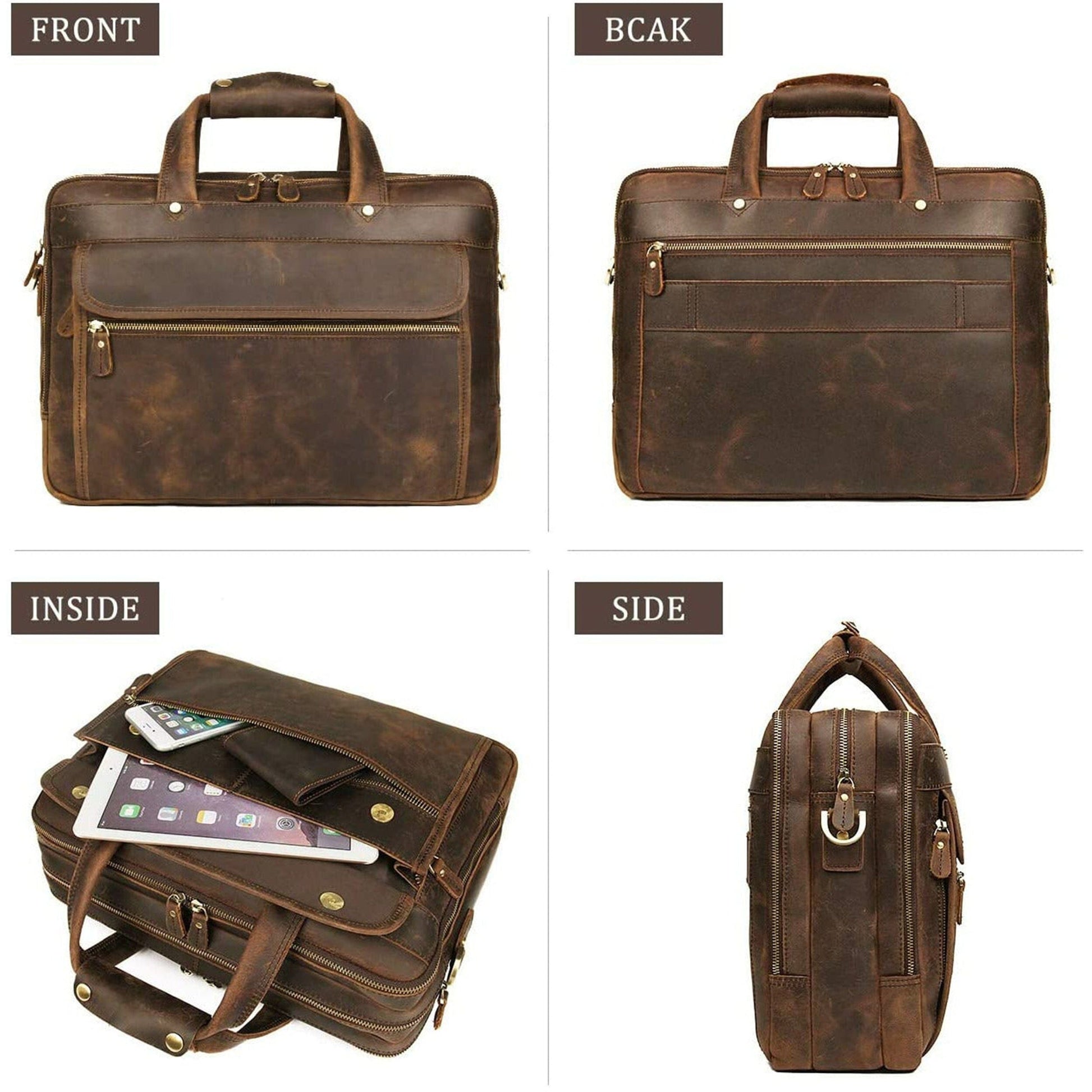 Crazy Horse Leather Briefcase - The Tool Store