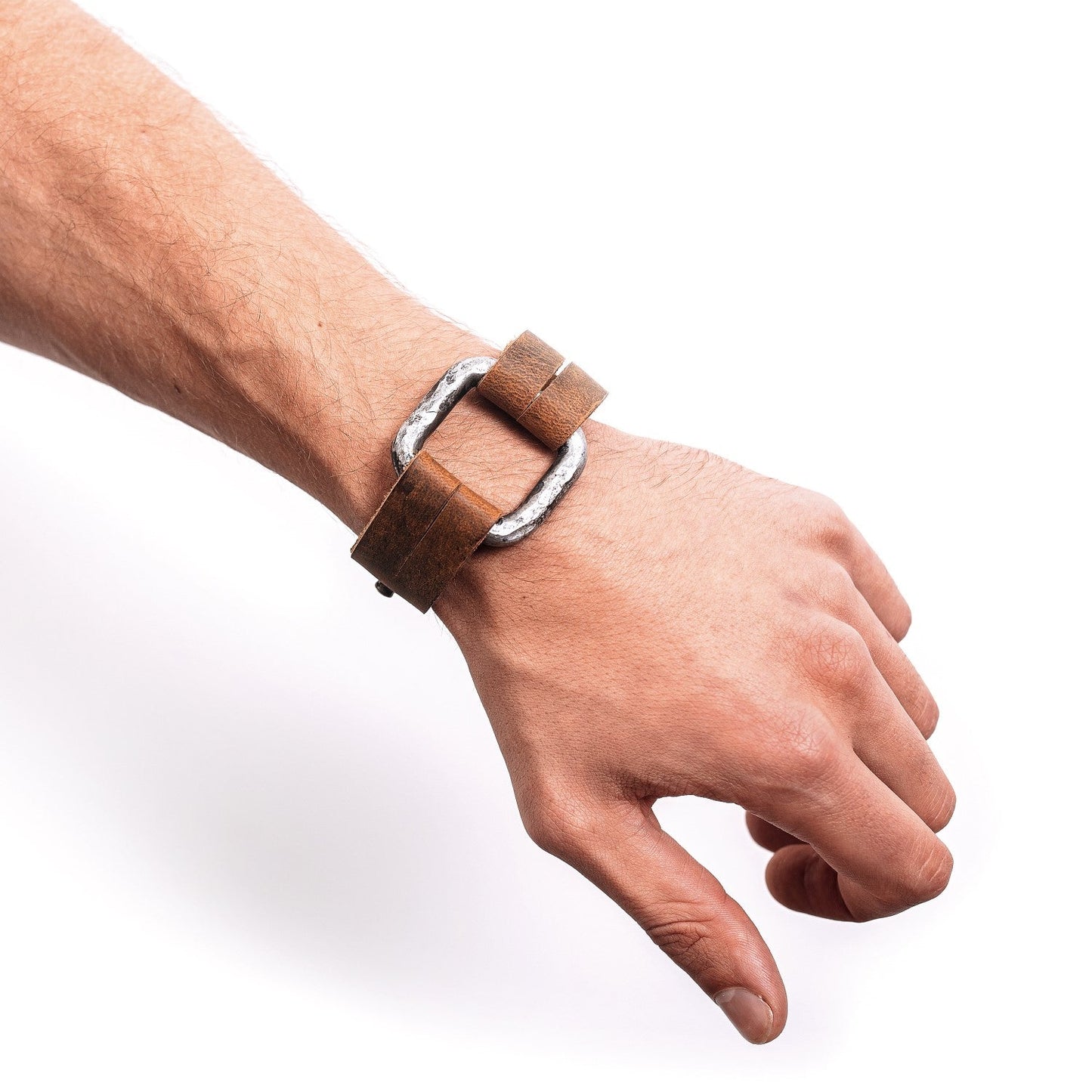 Iron Bracelet with Leather Strap - The Tool Store