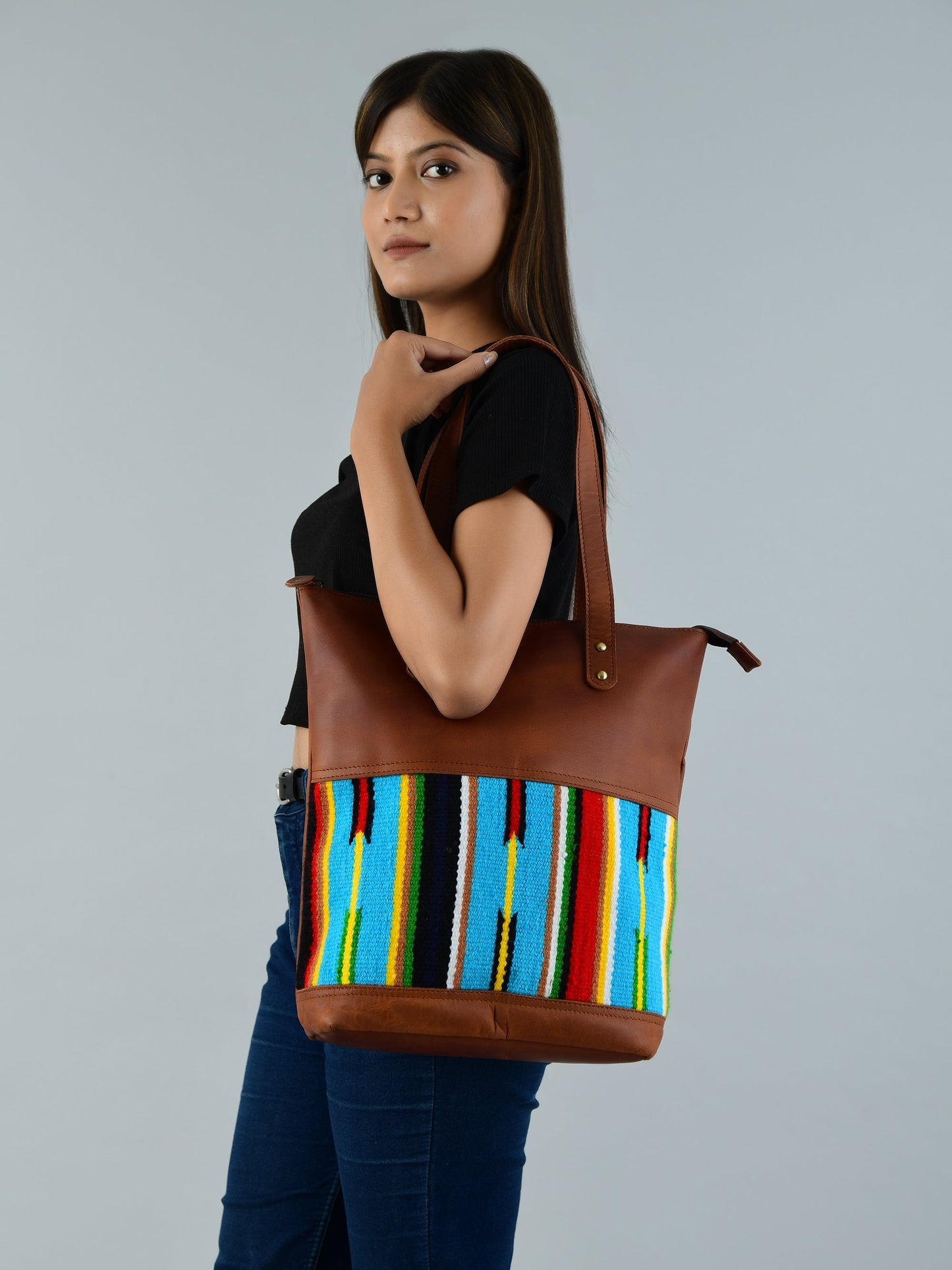 Multicoloured Leather Tote Bag - The Tool Store