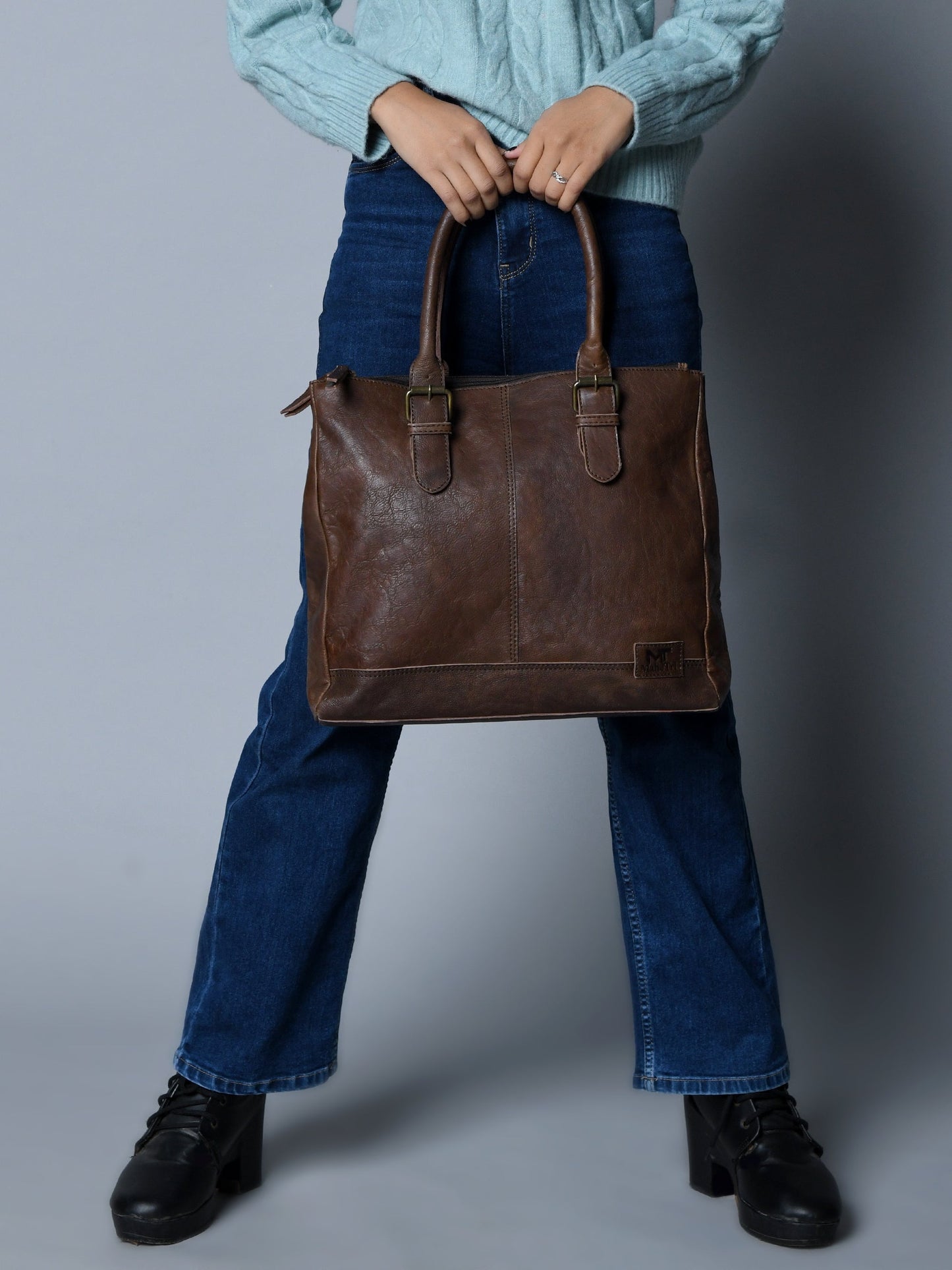 City Chic Brown Leather Shoulder Tote - The Tool Store