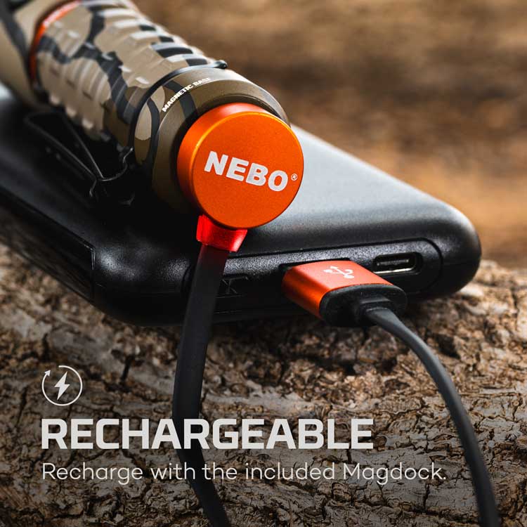 NEBO TORCHY 2K RECHARGEABLE POCKET FLASHLIGHT 2000 Lumens- MOSSYOAK BOTTOMLAND - The Tool Store