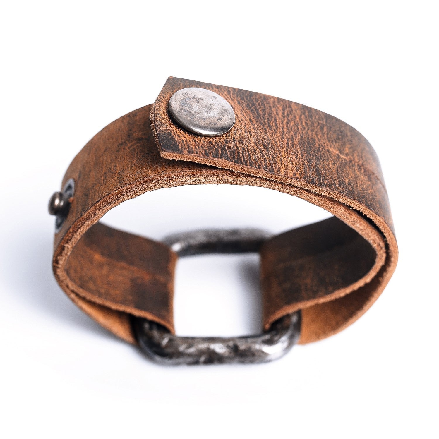 Iron Bracelet with Leather Strap - The Tool Store