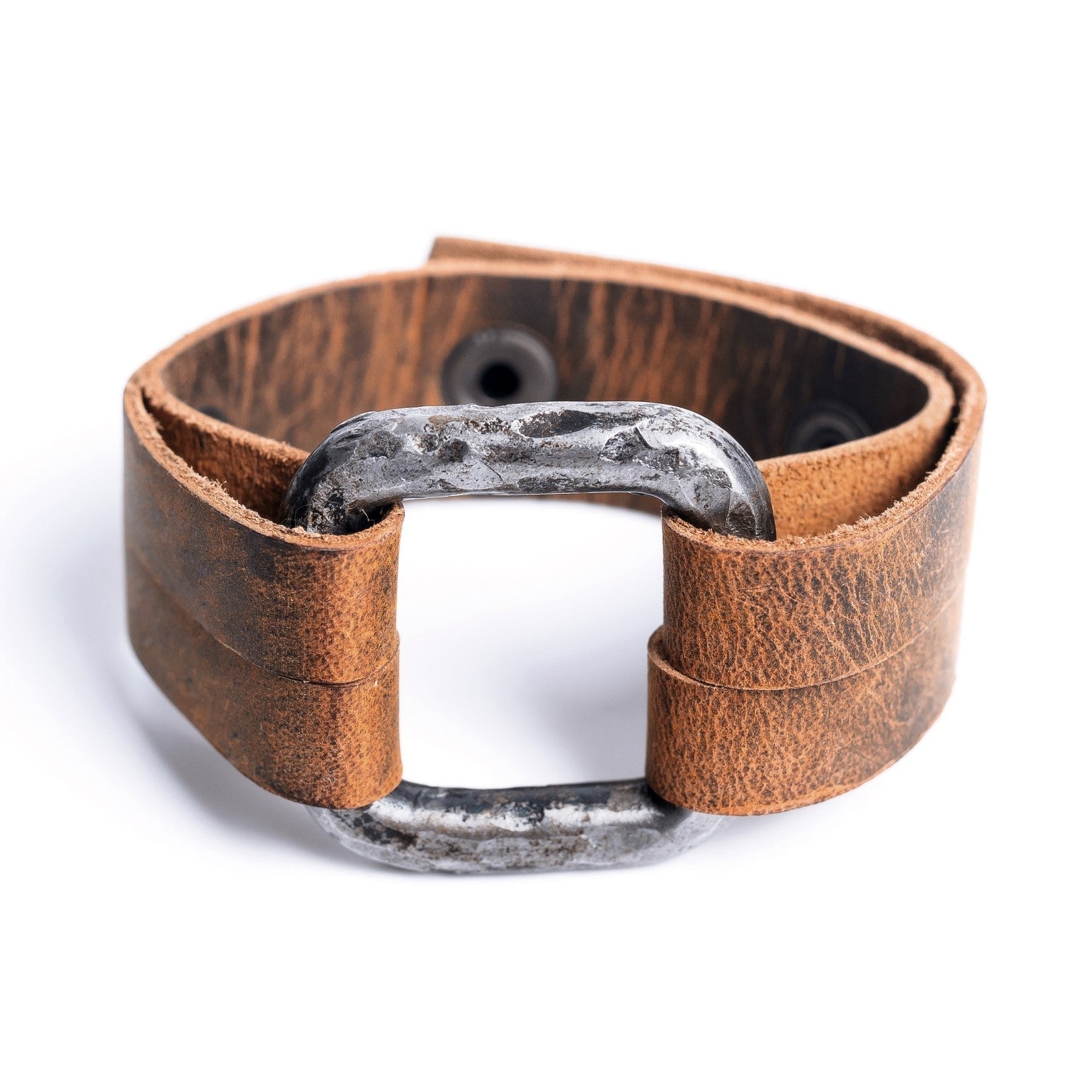 Iron Bracelet with Leather Strap - The Tool Store