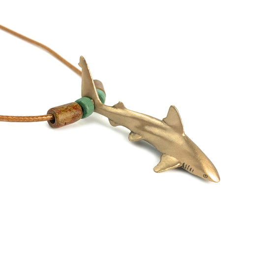 Shark Necklace for Men and Women Bronze- Bronze Reef Shark Necklace for Women, Bronze Reef Shark Necklace, Shark Jewelry - The Tool Store