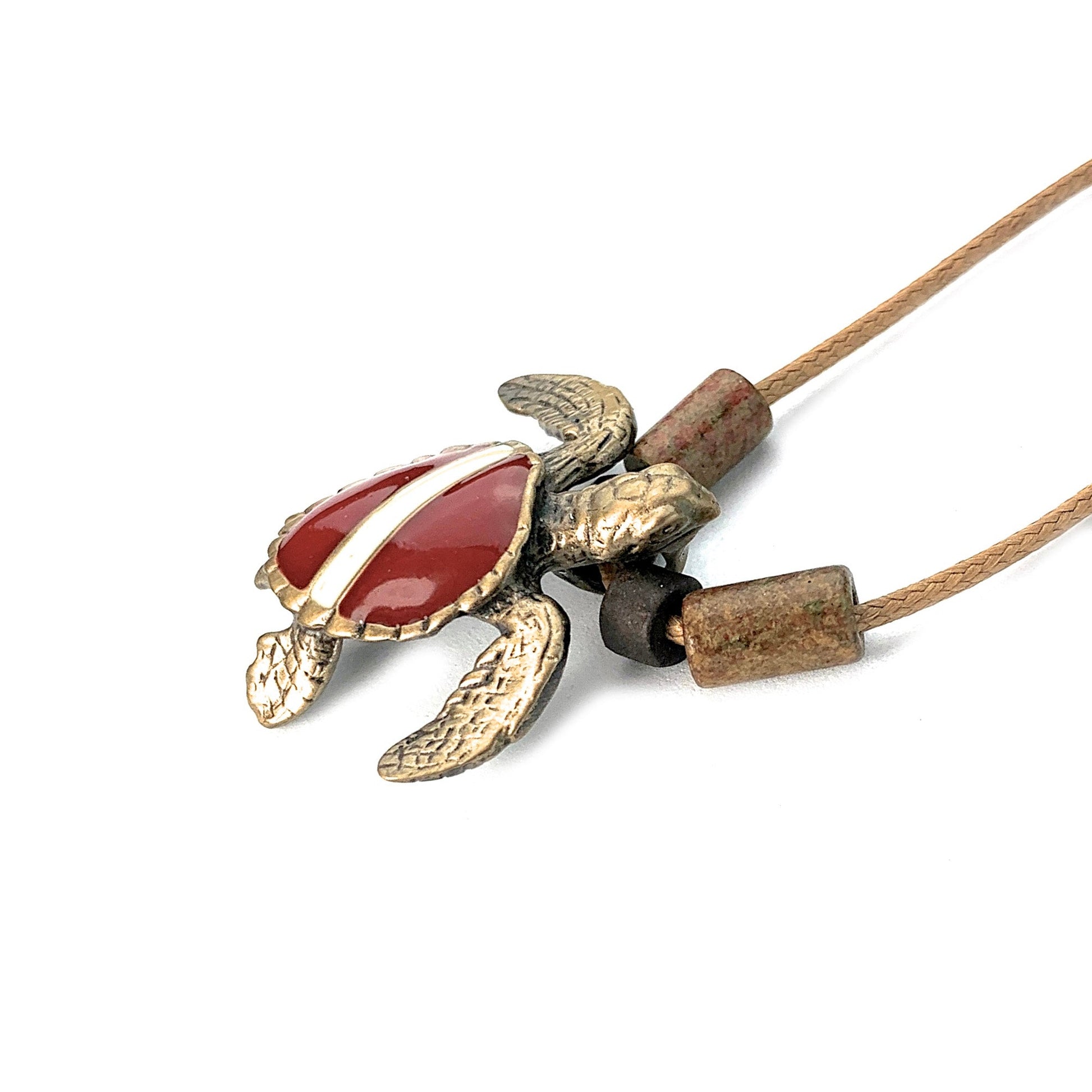 Dive Turtle Necklace for Men and Women- Solid Bronze Hawksbill Sea Turtle Dive Pendant, Scuba Diving Jewelry with Dive Flag, Gifts for Scuba Divers, Shoreline - The Tool Store