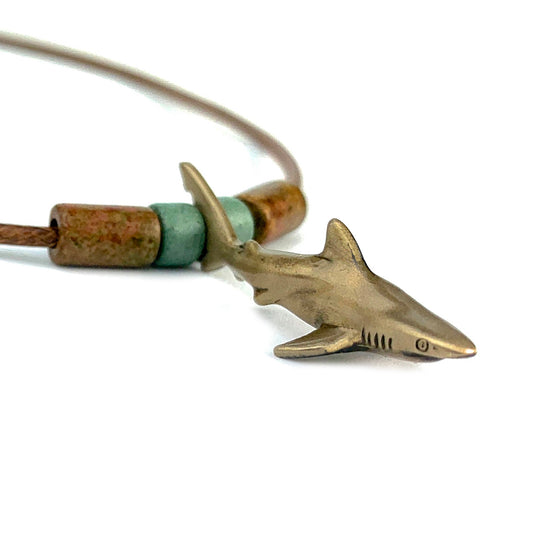 Shark Necklace for Men and Women Bronze- Bronze Reef Shark Necklace for Women, Bronze Reef Shark Necklace,Shark Jewelry - The Tool Store