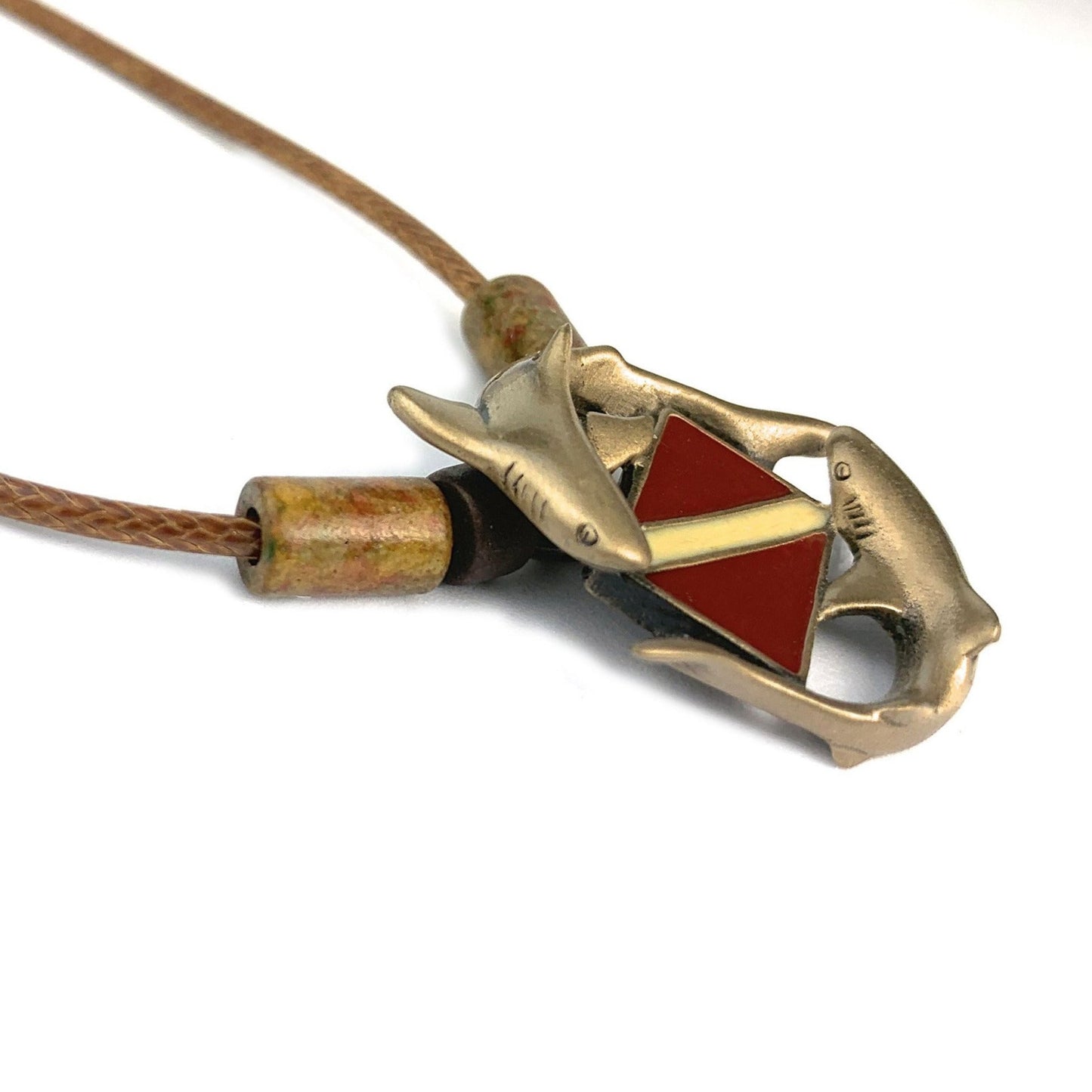 Shark Necklaces for Men and Women- Bronze Shark Pendant, Scuba Diving Jewelry with Dive Flag, Gifts for Scuba Divers - The Tool Store