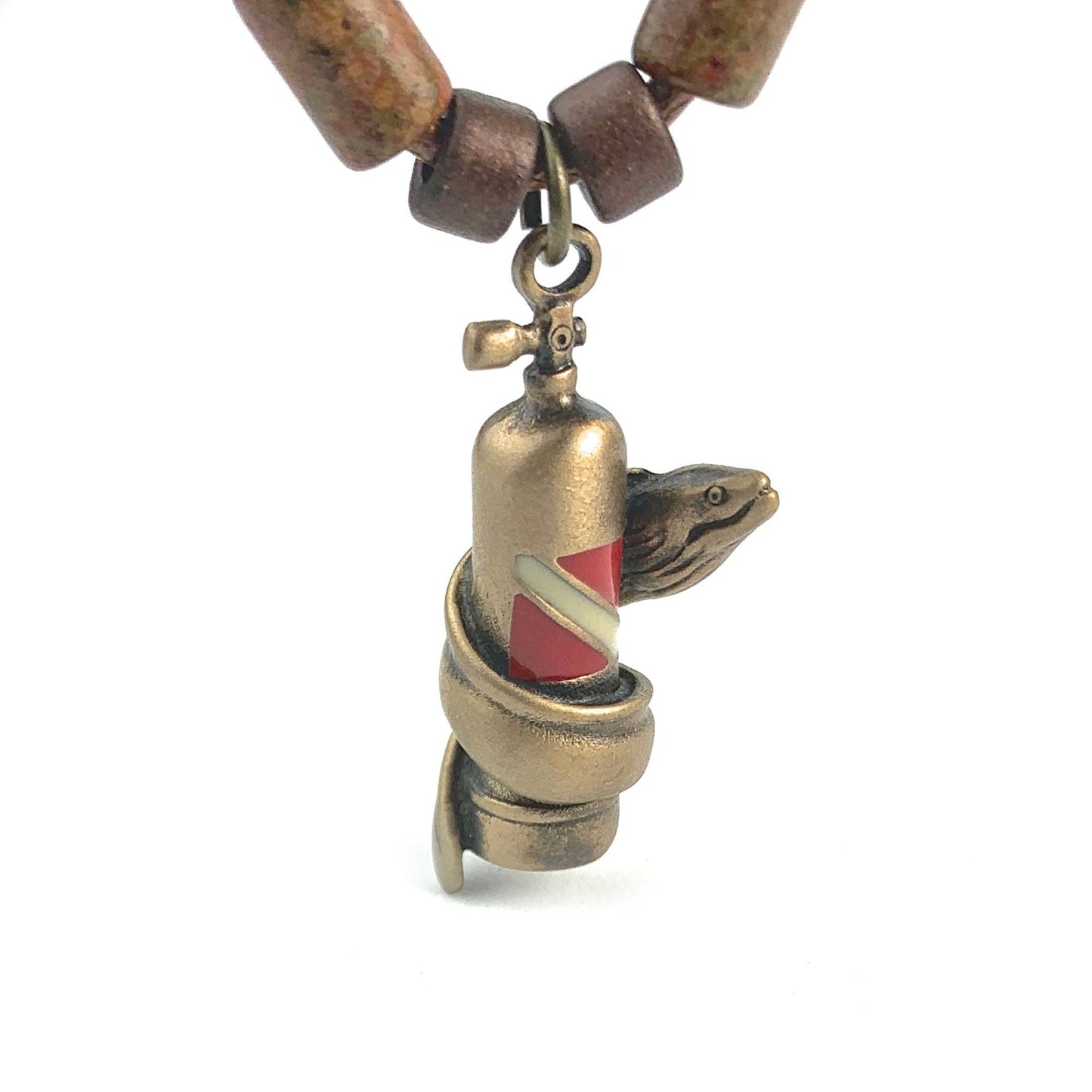 Moray Eel with Scuba Tank Necklaces for Men or Women- Bronze Scuba Diving Jewelry, Scuba Diving Gifts - The Tool Store