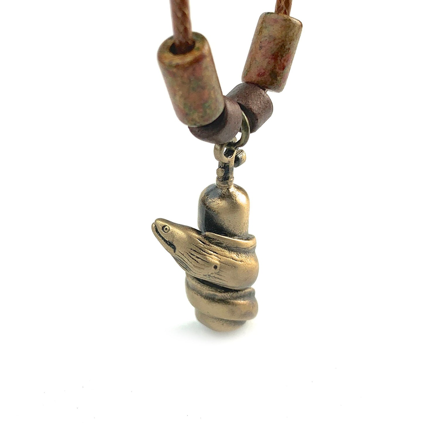 Moray Eel with Scuba Tank Necklaces for Men or Women- Bronze Scuba Diving Jewelry, Scuba Diving Gifts - The Tool Store