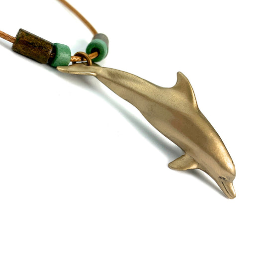 Dolphin Necklace for Women- Bronze Dolphin Pendant, Boho Dolphin Necklace, Bronze Dolphin Jewelry for Women, Boho Jewelry for Women, Beachy Necklaces - The Tool Store