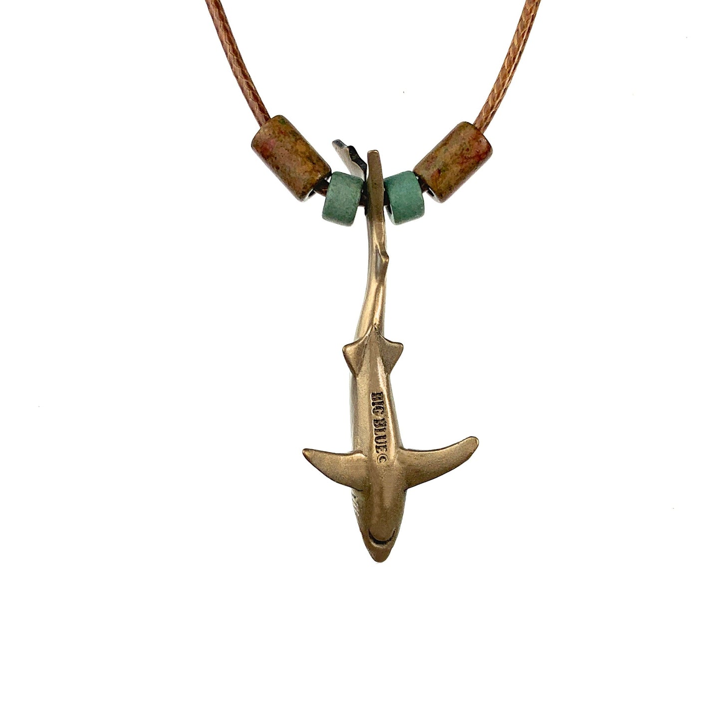 Shark Necklace for Men and Women- Bronze Blue Shark Pendant, Gifts for Shark Lovers, Blue Shark Charm Necklace, Scuba Gift, Joe Romeiro Necklace - The Tool Store