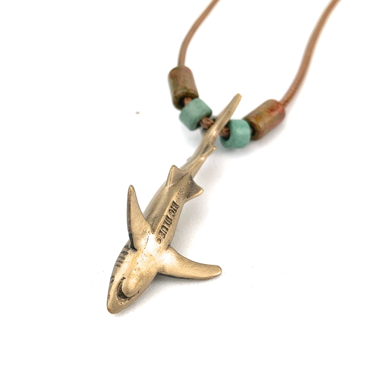 Shark Necklace for Men and Women- Bronze Blue Shark Pendant, Gifts for Shark Lovers, Blue Shark Charm Necklace, Scuba Gift, Joe Romeiro Necklace - The Tool Store