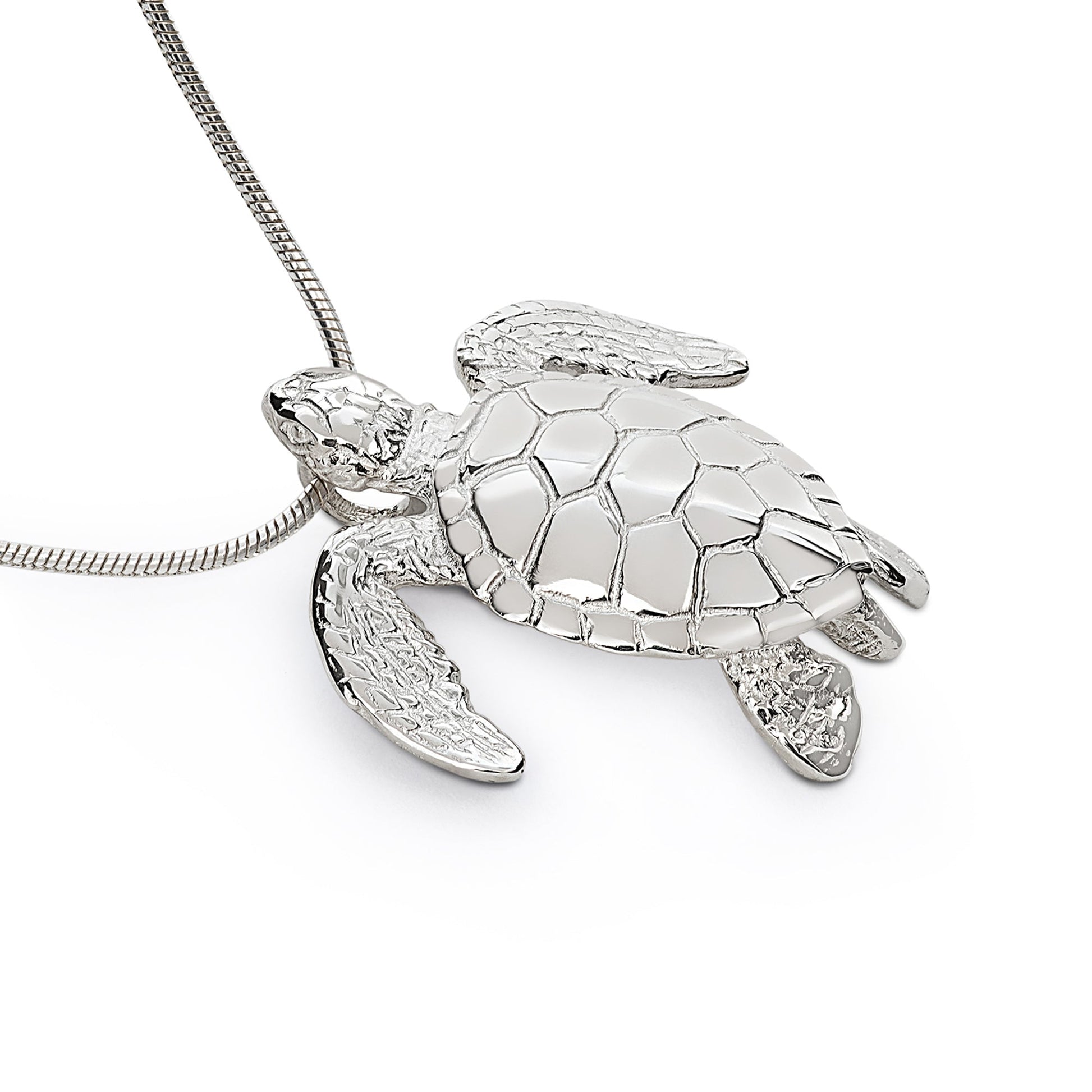 Sea Turtle Necklace – Sealife Collection Sterling Silver on Italian Snake Chain