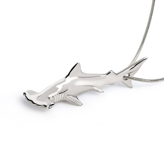 Shark Necklace for Men and Women- Sterling Silver Shark Pendant, Shark Jewelry, Gifts for Shark Lovers, Scuba Diving Gifts, Hammerhead Shark - The Tool Store