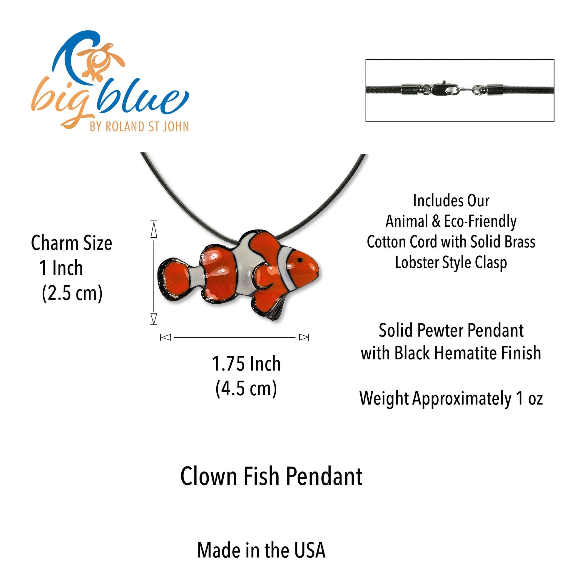 Clown Fish Necklace for Women and Teens- Tropical Necklaces for Women, Clown Fish Pendant Clown Fish Charm, Themed Necklaces for Women and Teens - The Tool Store