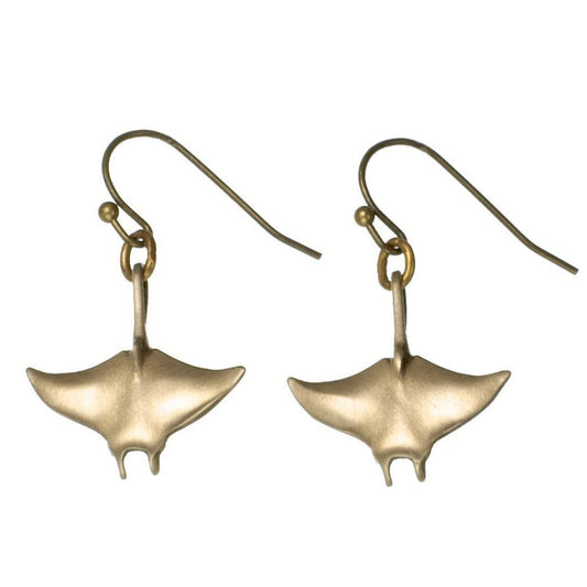 Manta Ray Drop Earrings, Bronze Manta Ray Drop Earrings, Sea Life Drop Earrings, Ocean Theme Earrings Bronze, Beachy Earrings - The Tool Store