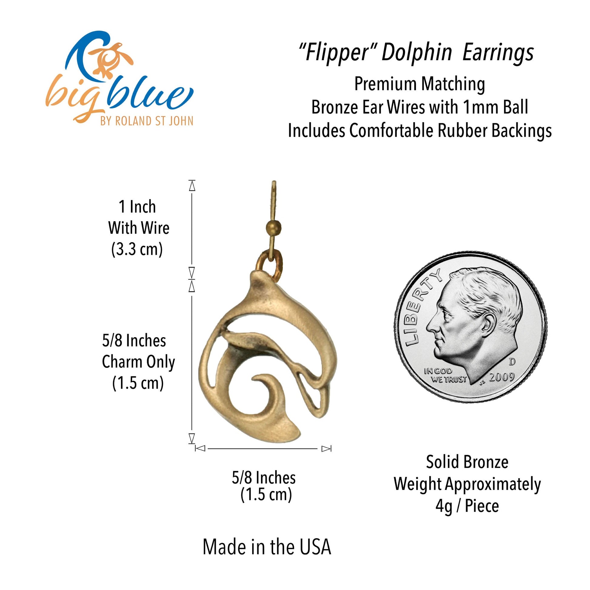 Bronze Dolphin Dangle Drop Earrings- Dolphin Jewelry, Gifts for Dolphin Lovers, Boho Jewelry, Sea Life Jewelry, Gifts For Divers - The Tool Store