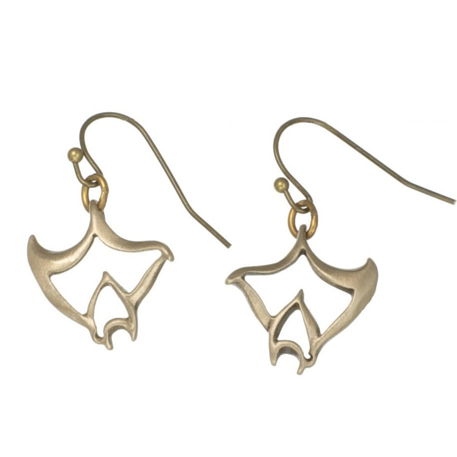Bronze Manta ray Dangle Drop Earrings- Manta Ray Jewelry, Gifts for Stingray Lovers, Boho Jewelry, Sea Life Jewelry, Gifts For Scuba Divers - The Tool Store