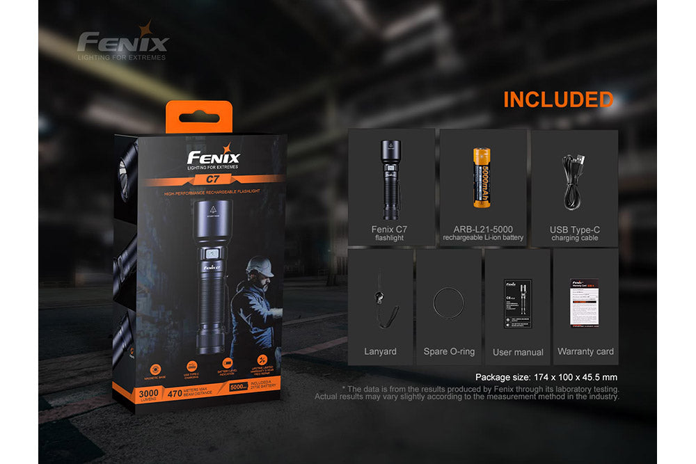 Fenix C7 High-performance Rechargeable LED Flashlight - 3000 Lumens - The Tool Store