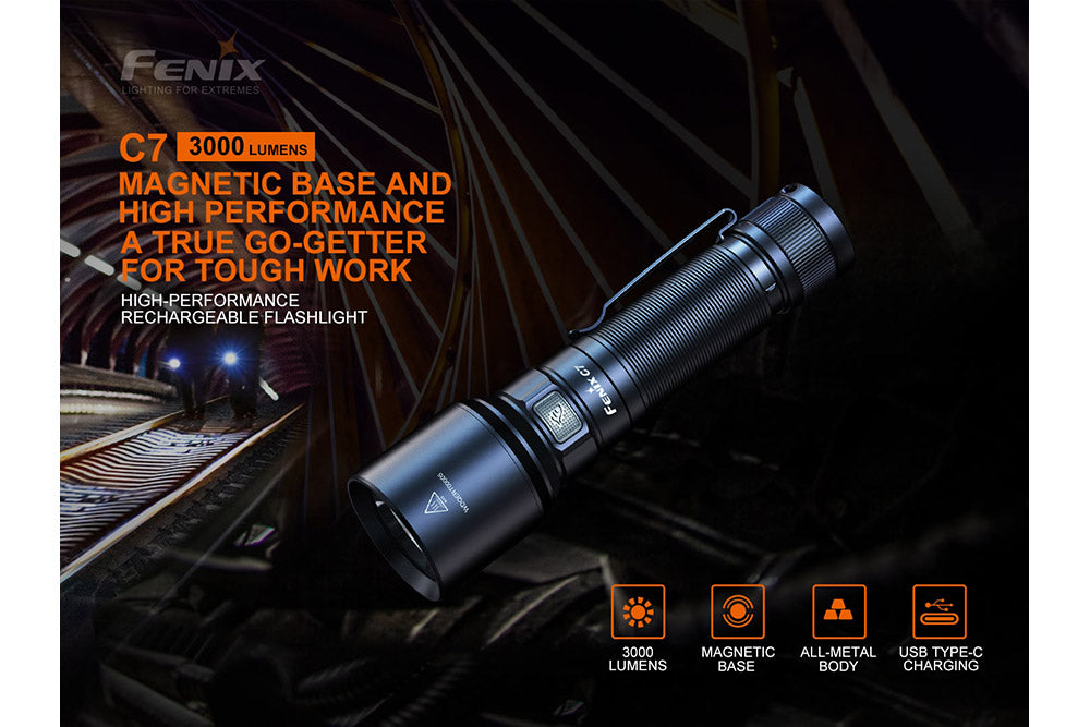 Fenix C7 High-performance Rechargeable LED Flashlight - 3000 Lumens - The Tool Store