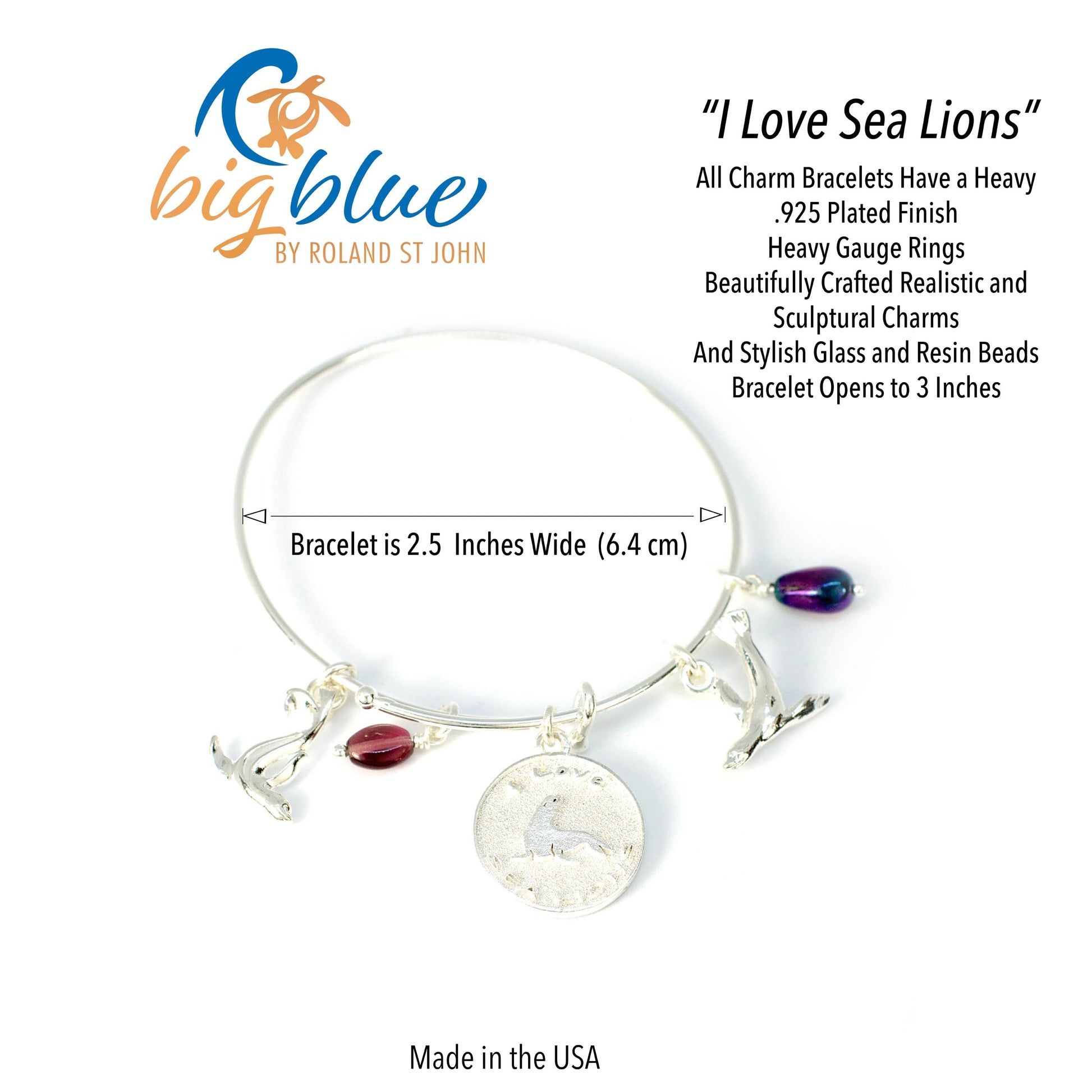 Sea Lion Bracelet, Sea Lion Bangle Bracelet, Sea Lion Charm Bracelet, Adjustable Sea Lion Bracelet, Expandable Bangle Bracelet with Sea Lion Charms - The Tool Store