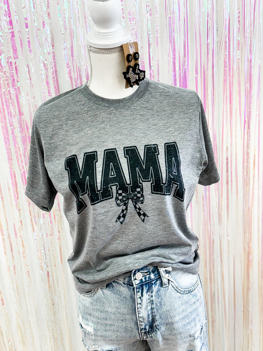 Mama Checkered Bow Tee - The Tool Store