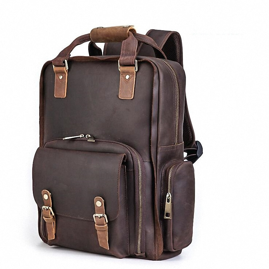 The Gaetano | Large Leather Backpack Camera Bag with Tripod Holder - The Tool Store