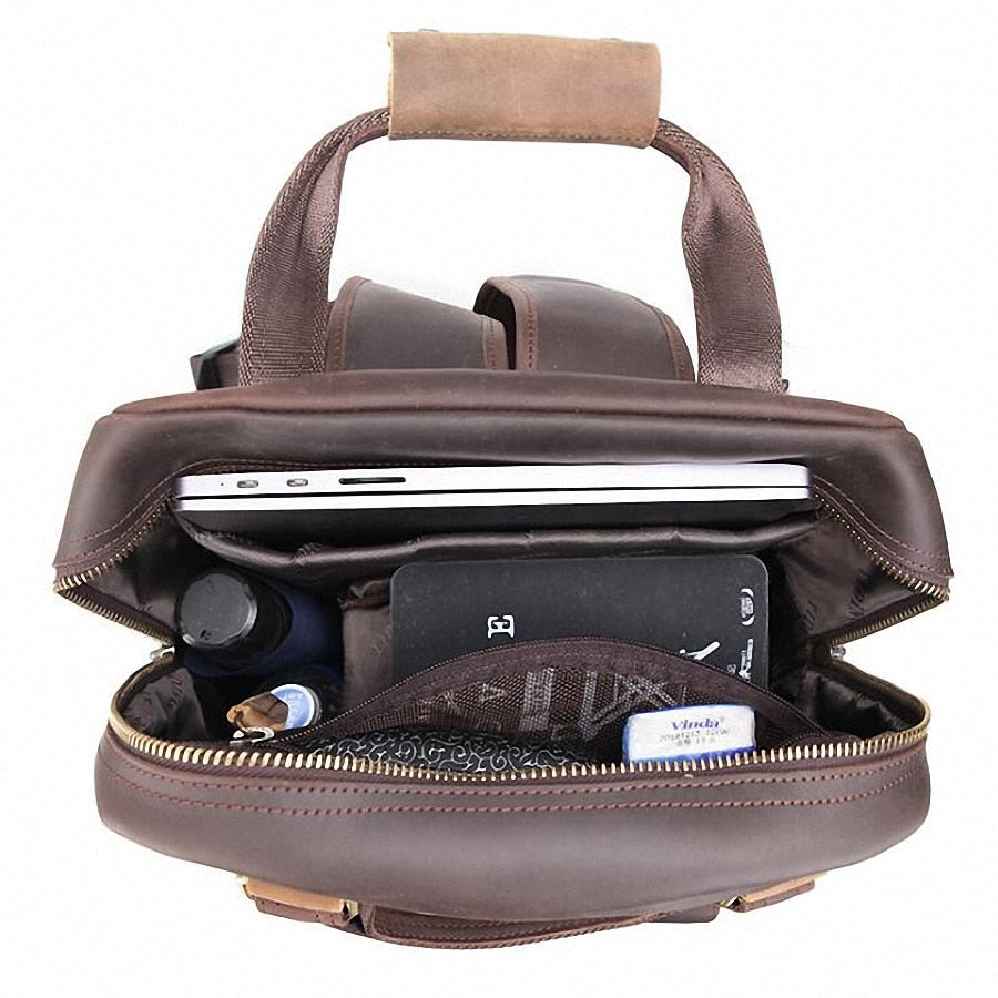 The Gaetano | Large Leather Backpack Camera Bag with Tripod Holder - The Tool Store