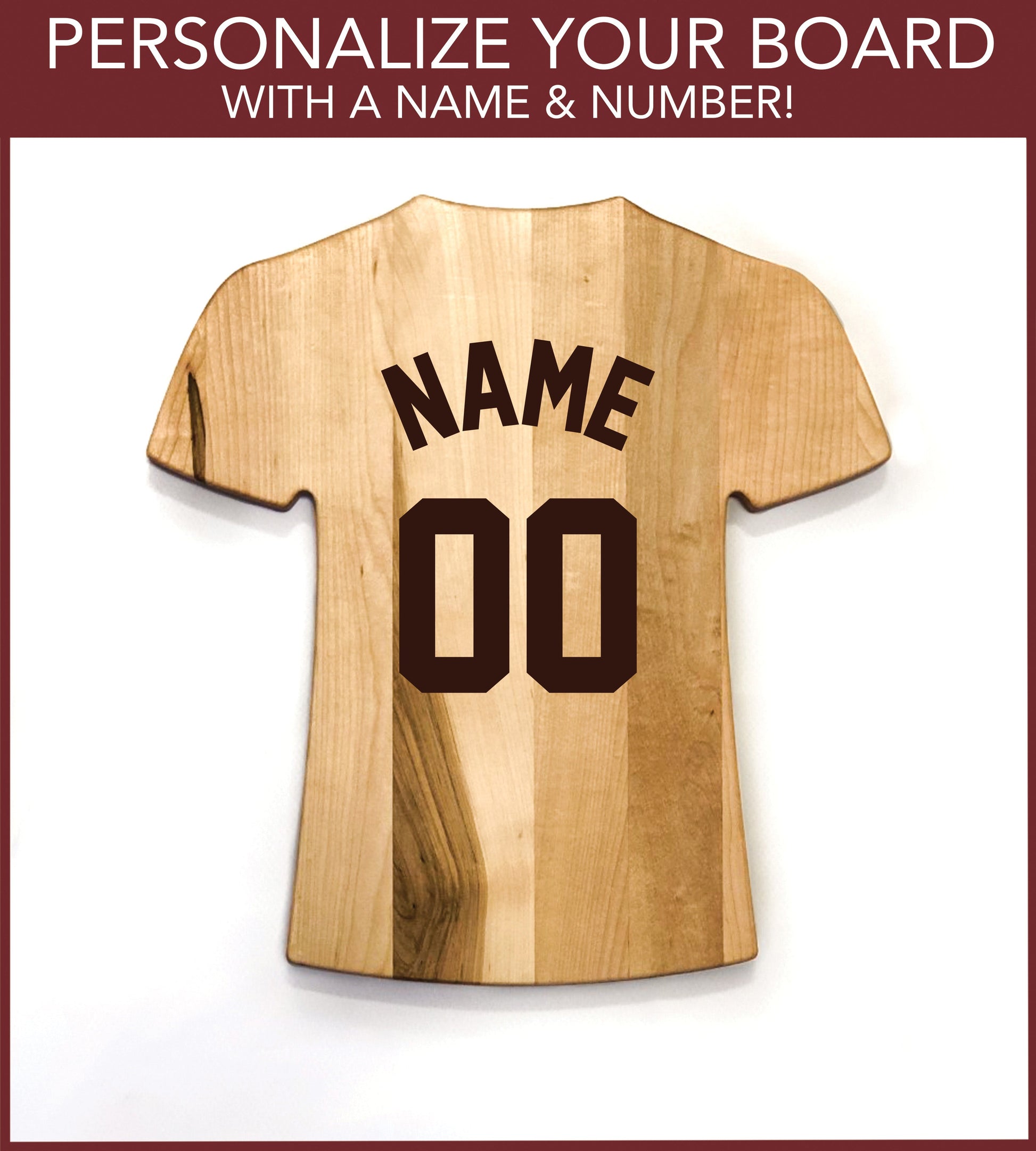 Personalized Jersey Style Cutting Board | Add Your Name & Number | Add a Special Message | Add a Custom Logo - The Tool Store