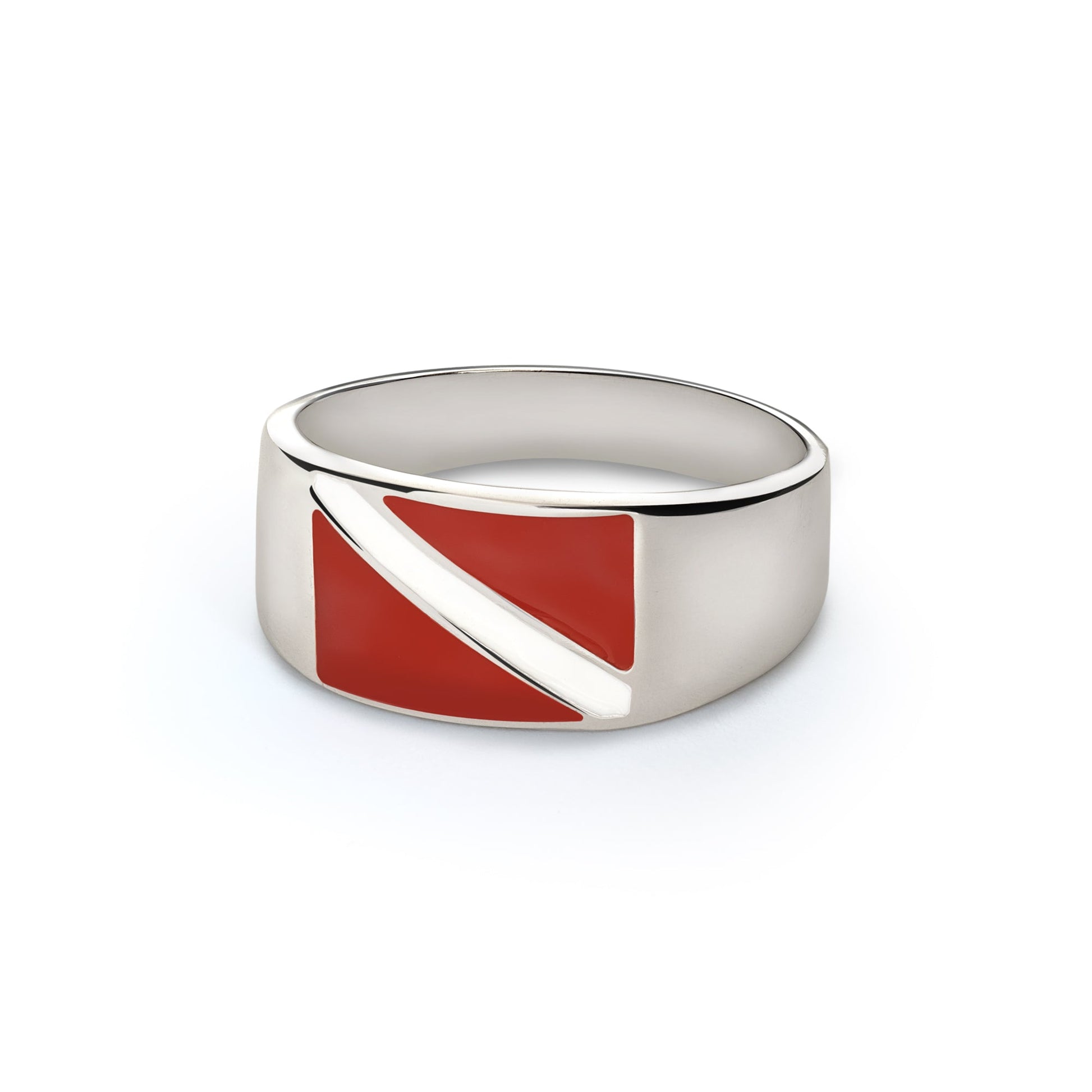 Scuba Diver Ring Sterling Silver- Dive Flag Ring for Men and Women - The Tool Store