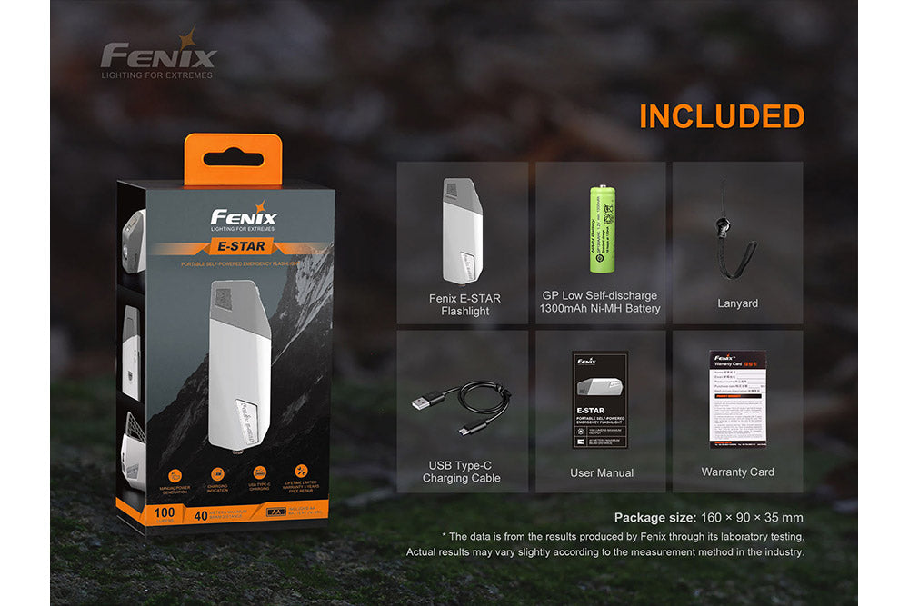 Fenix E-Star - Portable Self-powered Emergency LED Flashlight - The Tool Store