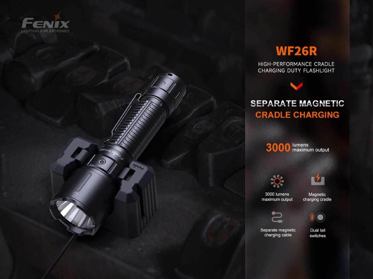 Fenix WF26R Cradle Charging LED Work Flashlight - The Tool Store