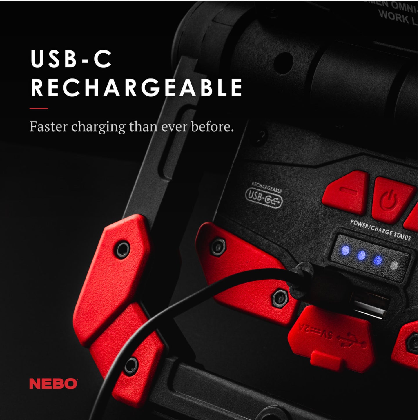 Nebo Omni 2K WORK LIGHT 2,000 Lumen Multi-Directional USB-C Rechargeable Work Light