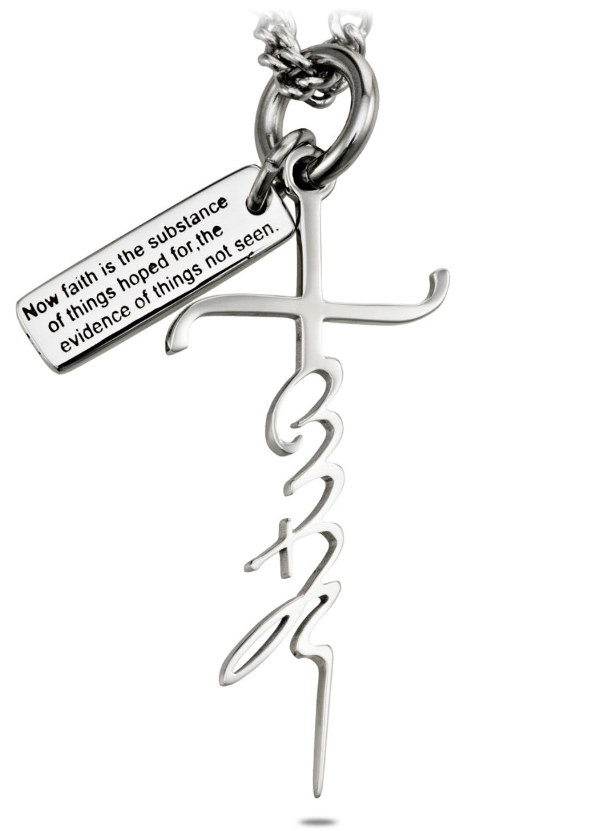 Shields of Strength Women's Faith Cross Necklace 18in-Hebrews 11:1