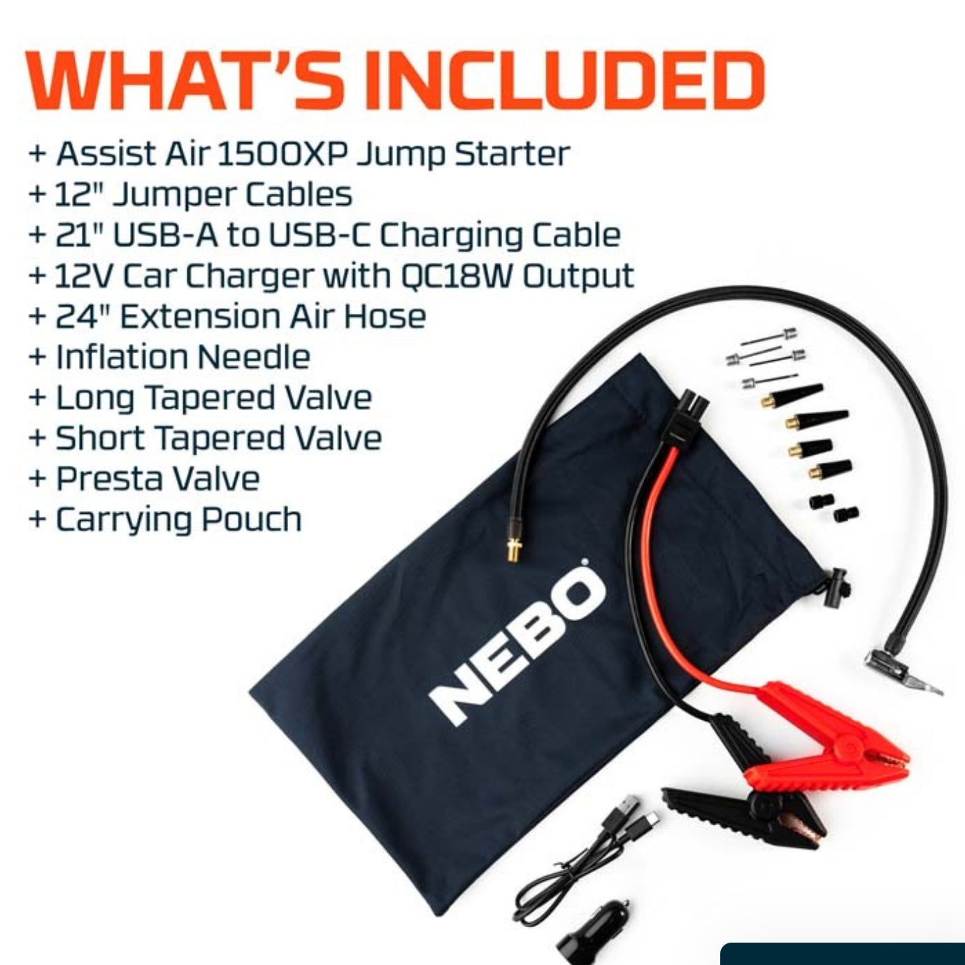 Nebo Assist Air Jump Starter 1500 Amp Jump Starter, Air Compressor, Power Bank, & Floodlight With Patented Spark-Proof Design