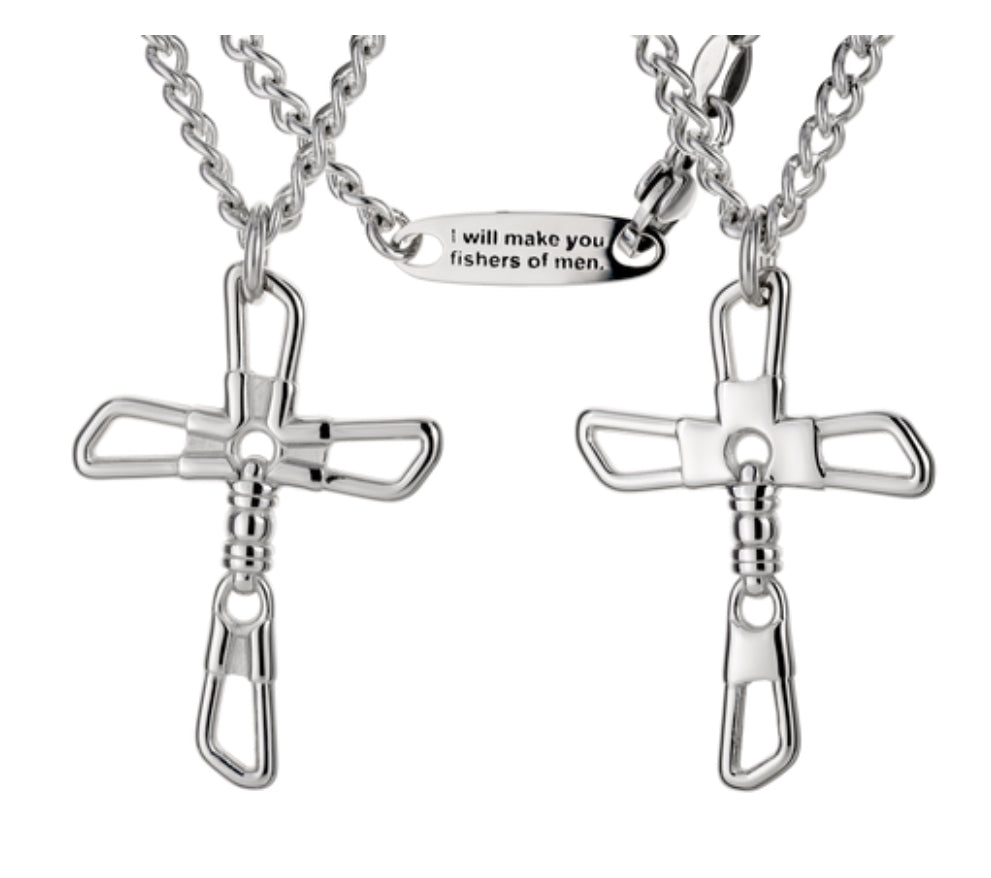 Shields of Strength Men’s Fishers Of Men Cross Necklace - Matthew 4:19