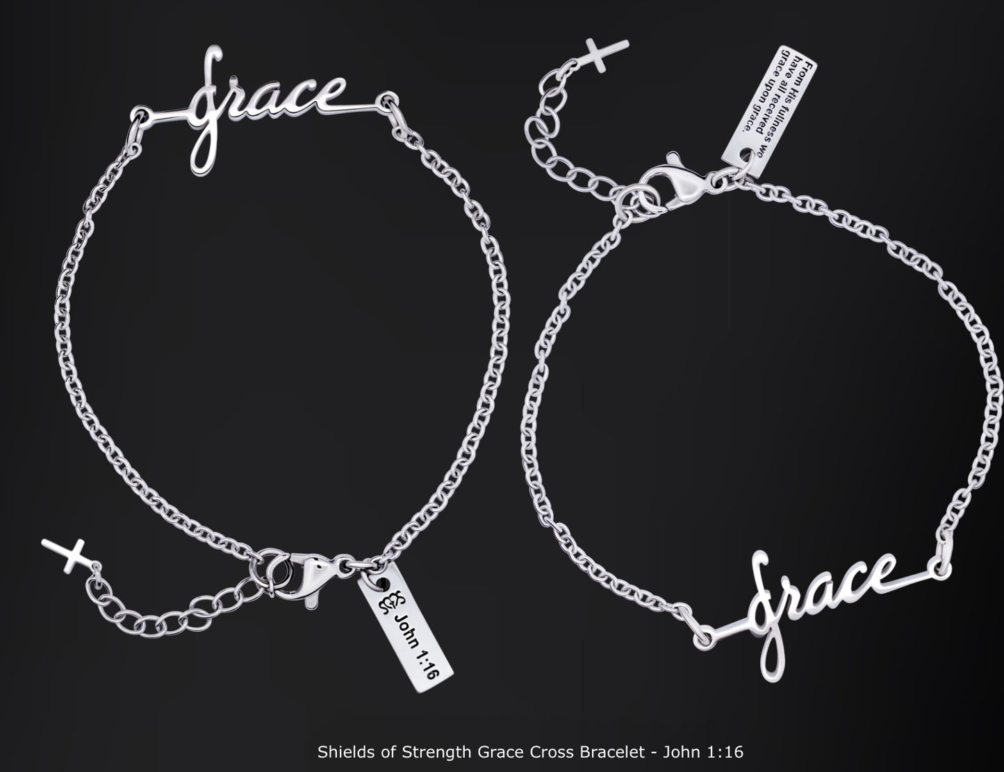 Shields of Strength Grace Cross Bracelet-John 1:16