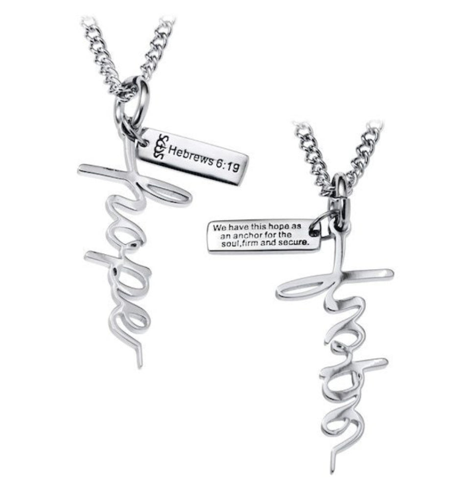 Shields of Strength Women's Stainless Steel Hope Cross Necklace-Hebrews 6:19