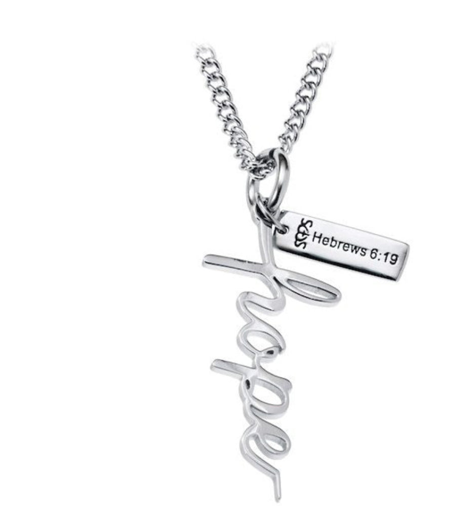 Shields of Strength Women's Stainless Steel Hope Cross Necklace-Hebrews 6:19