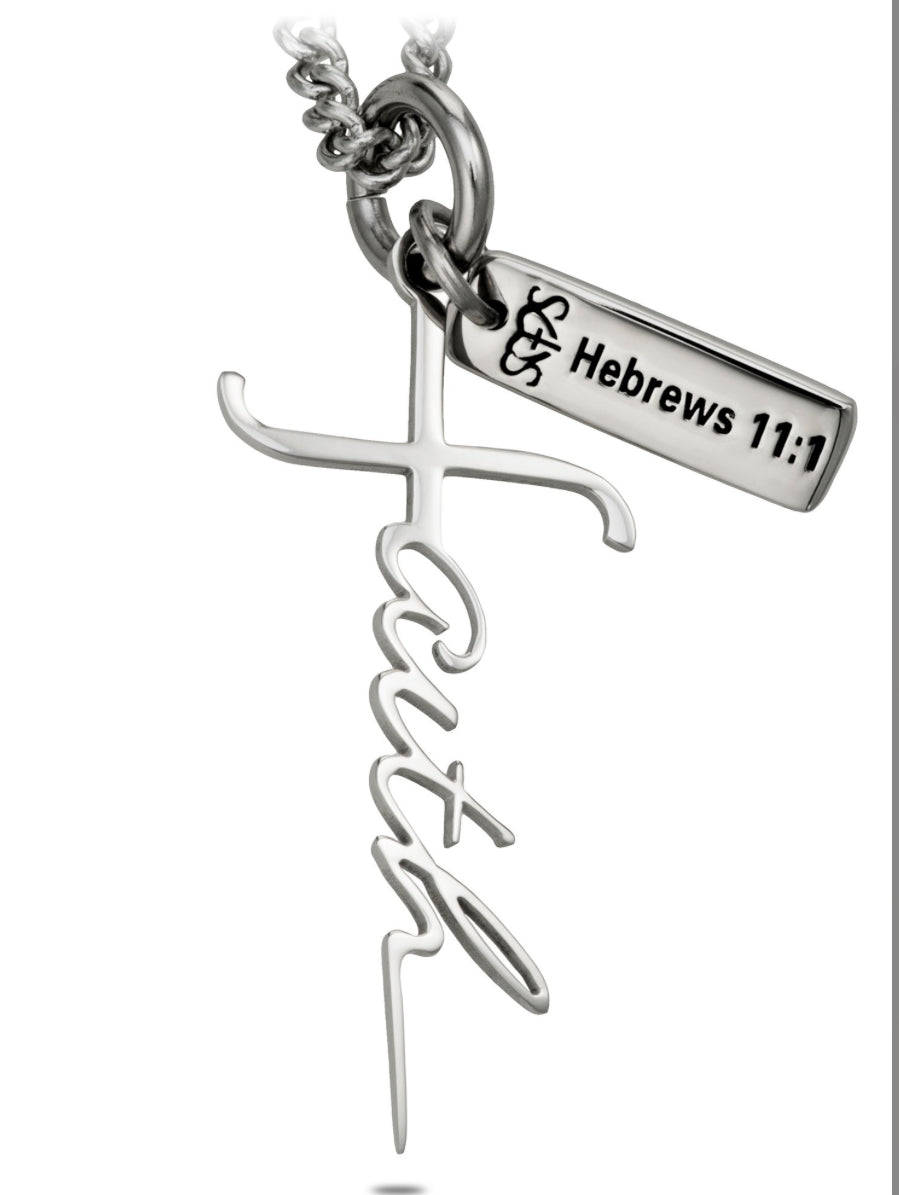 Shields of Strength Women's Faith Cross Necklace 18in-Hebrews 11:1