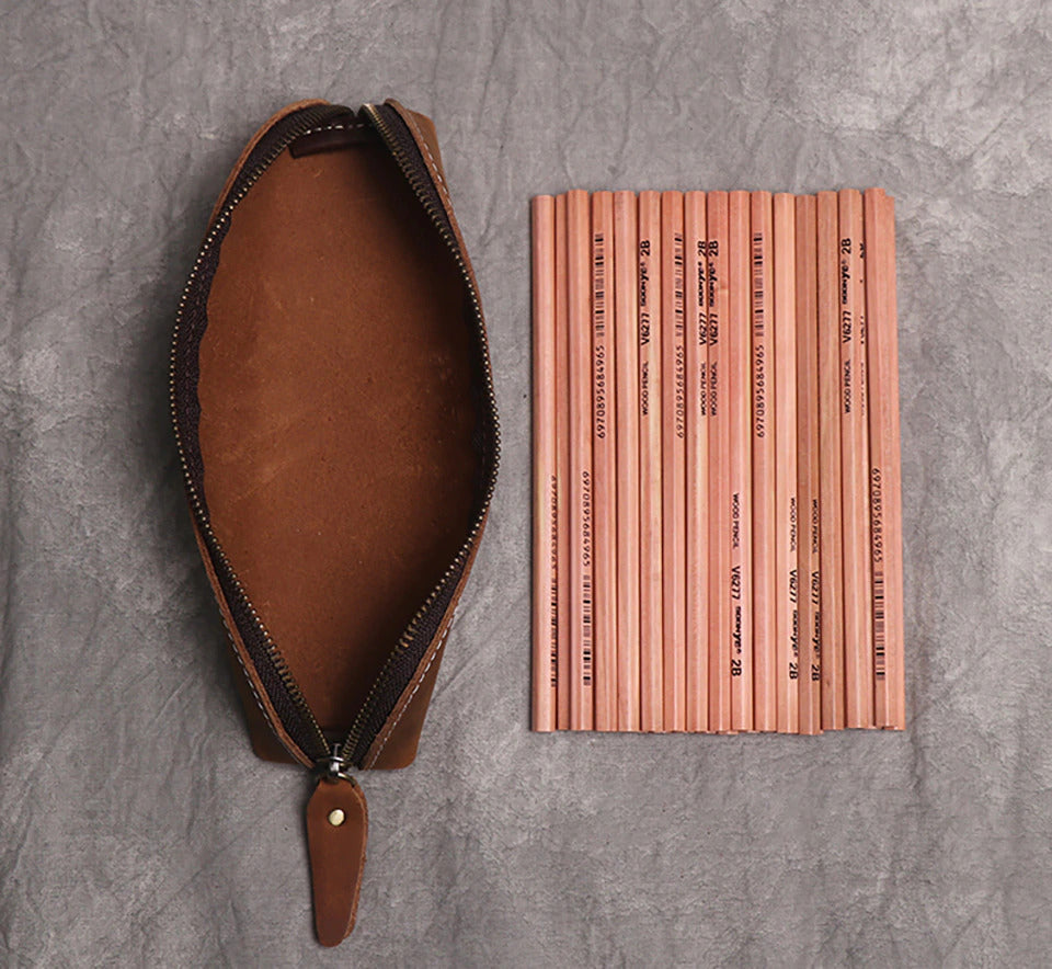 The Paavo Leather Pen Case | Leather Makeup Pouch - The Tool Store