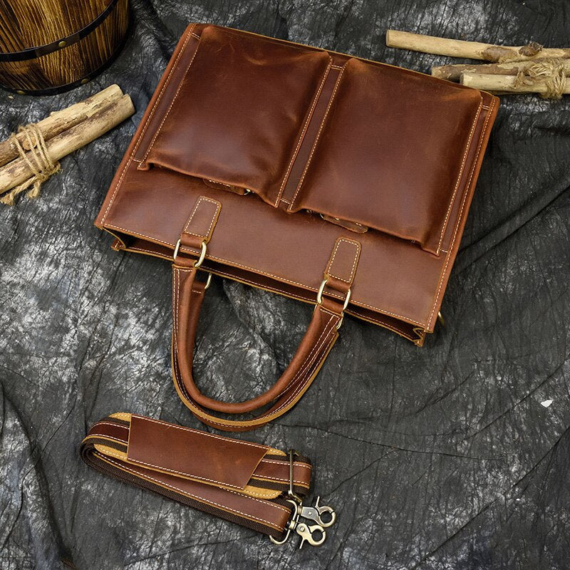 The Dagmar Leather Briefcase | Vintage Leather Messenger Bag - The Tool Store