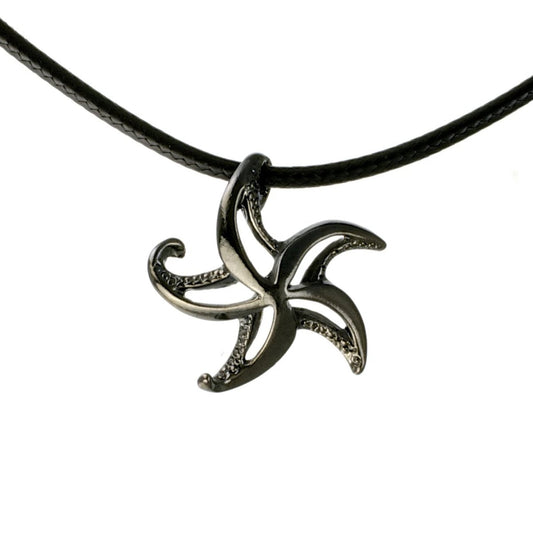Starfish Necklace for Women Hematite- Sea Star Pendant Jet Black, Starfish Necklace Charm Hematite Finish, Beachy Necklaces, Starfish Black Necklace - The Tool Store
