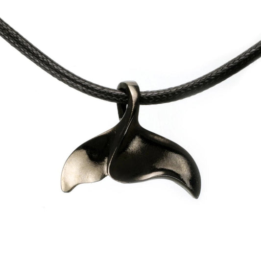 Whale Tail Necklace Hematite- Whale Fluke Black Pendant, Whale Watching Gift, Jet Black Whale Fluke Necklace, Gifts for Whale Lovers, Fluke Charm - The Tool Store