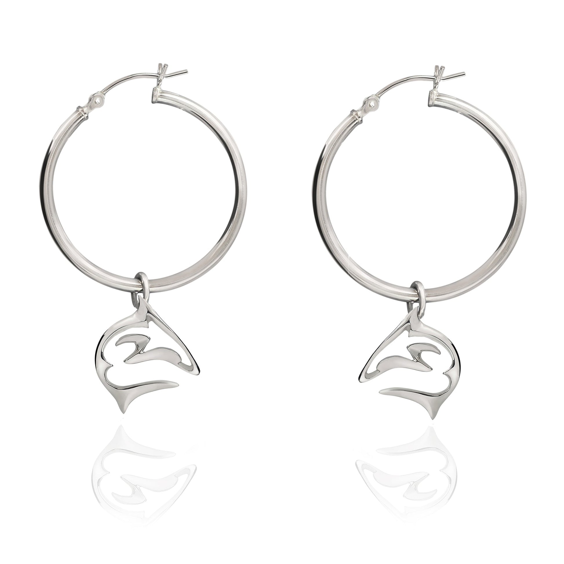 Shark Hoop Earrings for Women Sterling Silver- Shark Drop Earrings, Sterling Silver Shark Dangle Hoop Earrings, Gifts for Shark Lovers, Shark Charms - The Tool Store