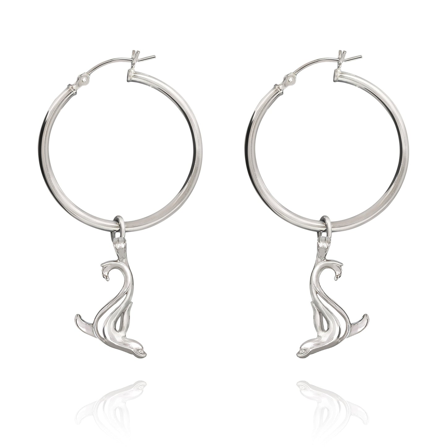 Sea Lion Hoop Earrings Sterling Silver- Sea Lion Drop Earrings for Girls, Sea Lion Dangle Earrings Sterling Silver, Beachy Earrings - The Tool Store