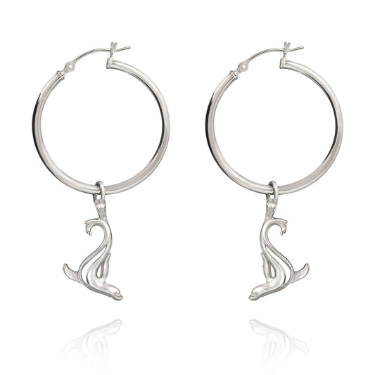 Sea Lion Hoop Earrings Sterling Silver- Sea Lion Drop Earrings for Girls, Sea Lion Dangle Earrings Sterling Silver, Beachy Earrings - The Tool Store