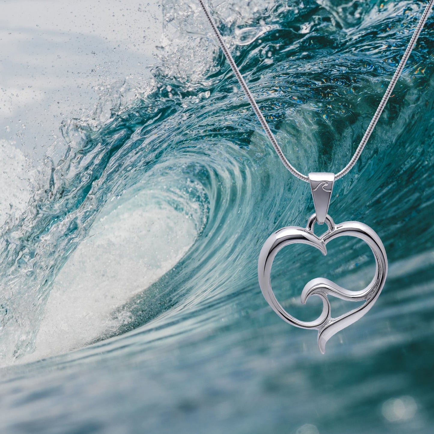 Ocean Wave Necklace Sterling Silver- Heart of the Ocean Pendant, Ocean Lover Gifts, Sea Life Jewelry - The Tool Store